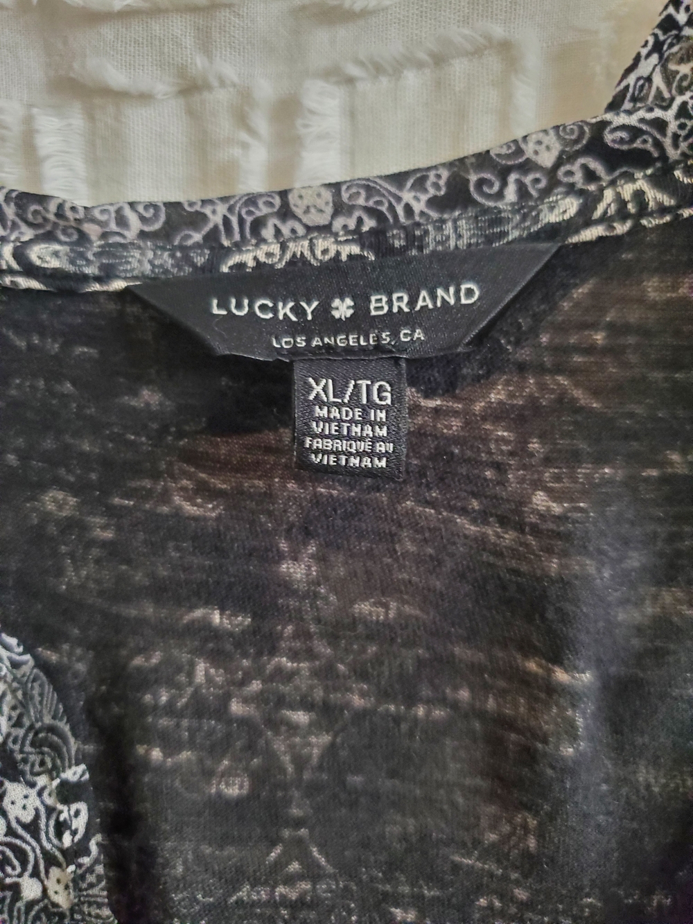 Women’s Black and Cream Printed Ruffle Sleeve Top - Picture 2 of 13